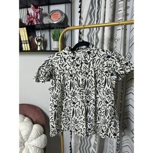 Elizabeth James The Label Flutter Sleeve Black And White Shirt Small